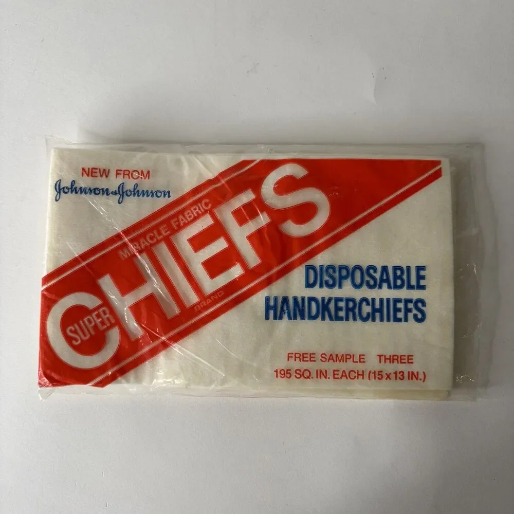 Vintage Johnson and Johnson Super Chiefs Disposable Handkerchiefs Miracle Fabric